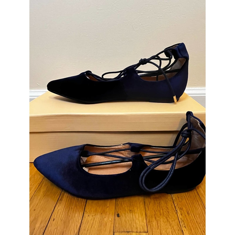 Yoki Women's Lace-up Velvet Pointed Toe Flat Urban 140 - Picture 3 of 7